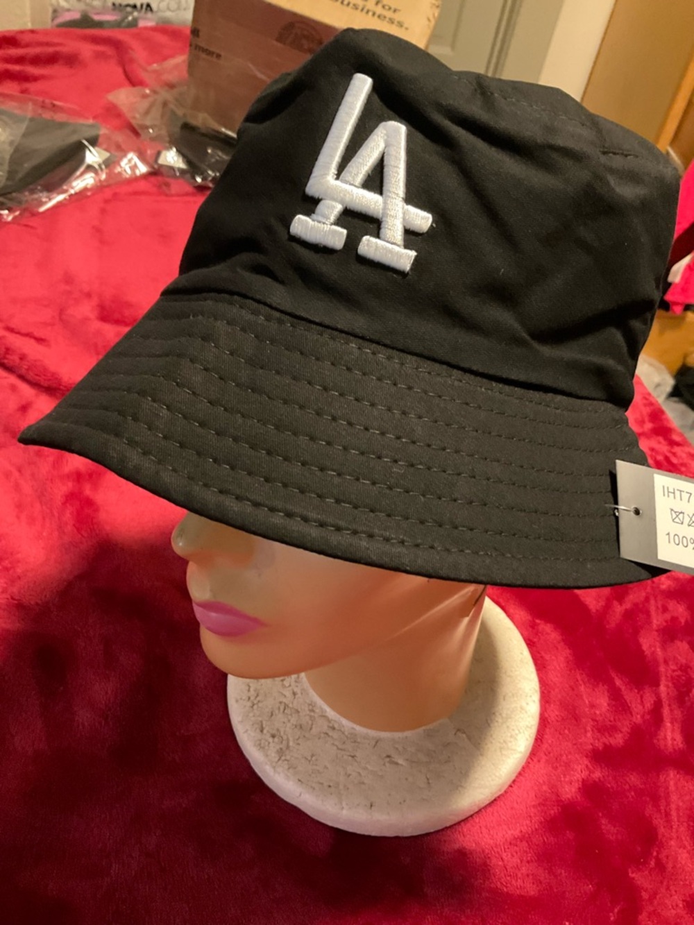 Fashion Nova Black Cotton Bucket Hat with White Care Tag